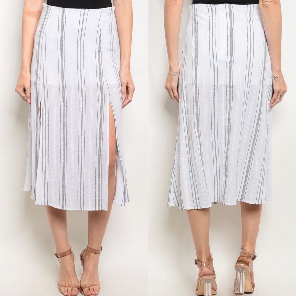 Vienna Cotton Striped Midi Skirt